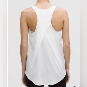 Lululemon Essential Pleated Tank Top Bright White Size 10-12 Yoga Sleeveless EUC